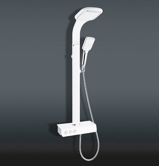 Nubian White Thermostatic Dual Rigid Riser Shower With Waterfall Function