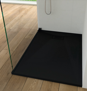 KineSurf Plus Rectangle Shower Trays Textured Black with Colour Match Waste - choice of size