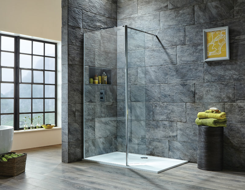 S8 Wetroom Panels 2000mm High in 8mm Easy Clean Glass choice of sizes and fittings