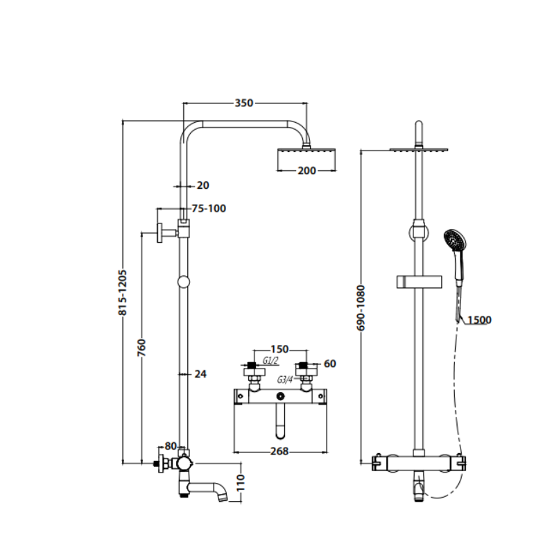 Solar Rigid Riser Shower With Bath Filler – Leeds Clearance Bathrooms