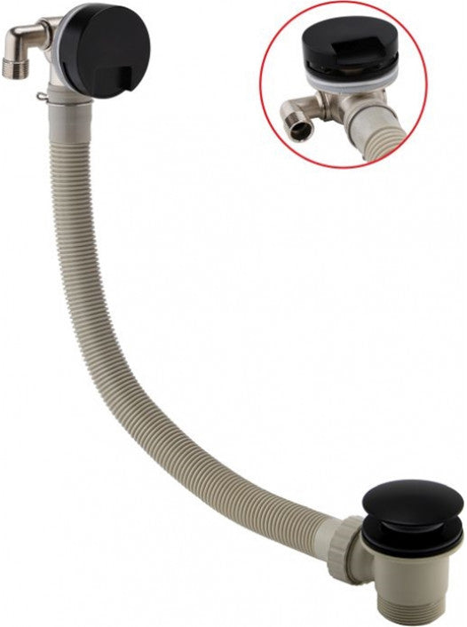 Black Overflow Bath Filler with Combined Waste