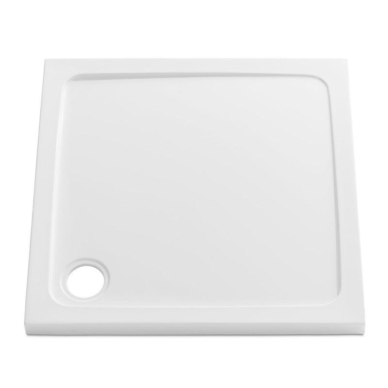 Stone Resin 45mm Low Profile Square Shower Trays with Black or Chrome Waste